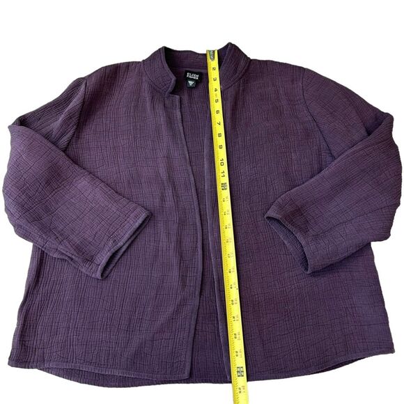 Eileen‎ Fisher Women’s M Open Front Blazer Jacket Purple Textured Dark Academia - Picture 4 of 5